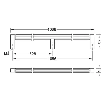 Handle 00079, cc1056mm, L1066mm, H37mm, brushed brass