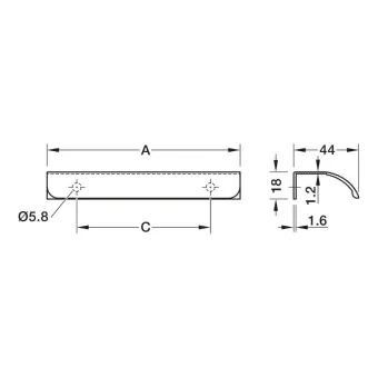 Profile handle 00074, cc250mm, L350mm, matt chrome aluminium