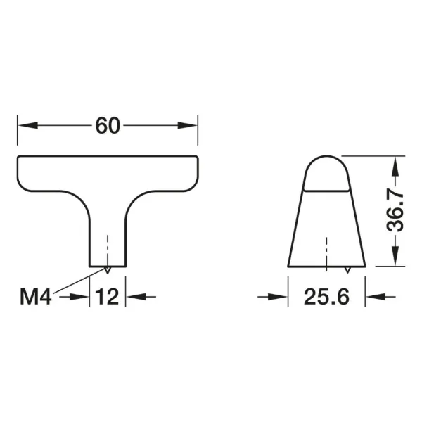 Knob 01208, L60mm, H36.7mm, brushed brass