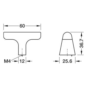 Knob 01208, L60mm, H36.7mm, bronze brushed