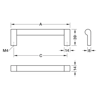 Rankenėlė H2510, cc320mm, L334mm, nerūdijantis plienas