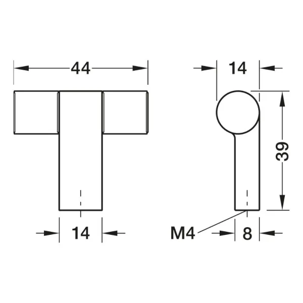 Knob H2515, 44x39mm, matt black