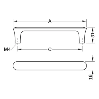 Handle H2520, cc192mm, L208mm, chrome