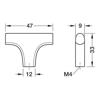 Knob H2535, 47x33mm, matt black