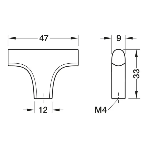 Knob H2535, 47x33mm, matt black