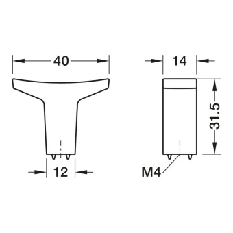 Knob H2545, 40x32mm, nickel brushed
