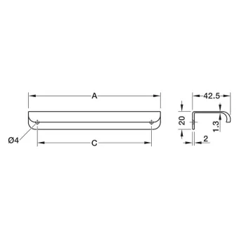 Profilio rankenėlė H2550, cc32mm, L52mm, juoda matinė