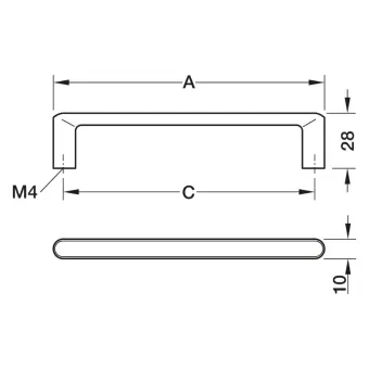 Handle H2575, cc160mm, L170mm, matt black