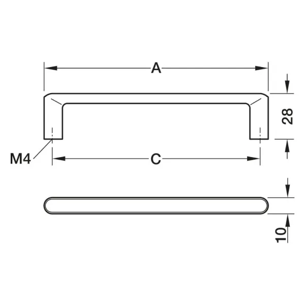 Handle H2575, cc128mm, L138mm, nickel brushed
