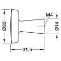 Rankenėlė vieno taško medinė H2570, 32x32mm, juoda
