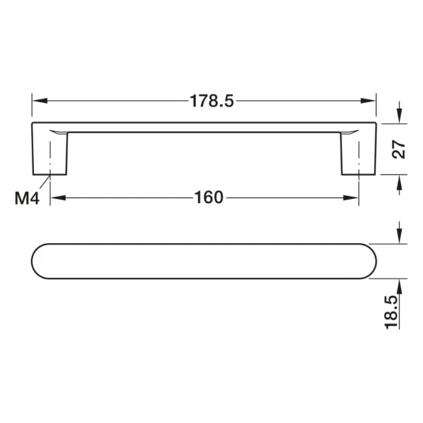 Rankenėlė 10290, cc160mm, L178mm, H27mm, auksas matinis
