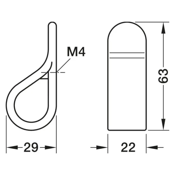Knob BELT, 22x29x63mm, matt black