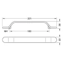 Handle BELT, cc160mm, L221mm, H28mm, matt black RAL9004