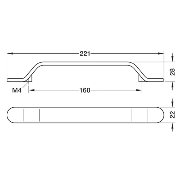 Handle BELT, cc160mm, L221mm, H28mm, mocha brown