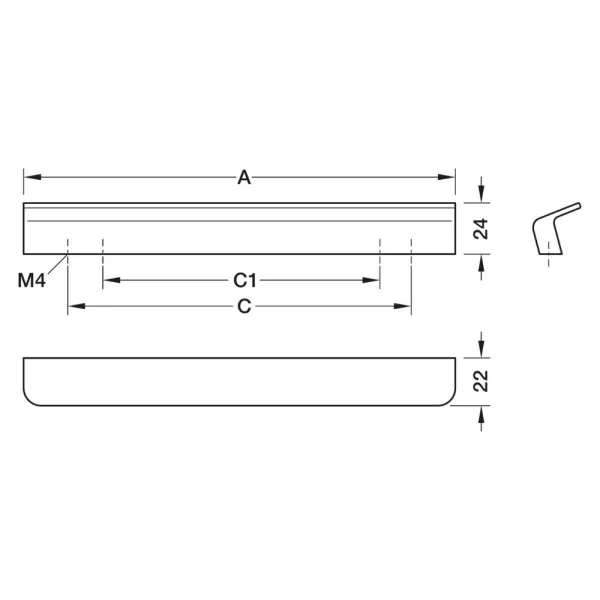 Rankenėlė FLAPP, cc160mm, L200mm, H24mm, lakuotas riešutas