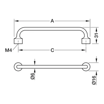 Rankenėlė FLOID, cc128mm, L144mm, H31mm, juoda matinė