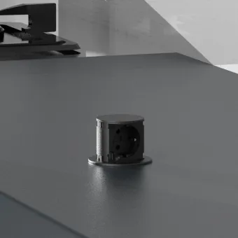 Rozečių blokas Pop-Up, ištraukiamas 1xSchuko, 1xUSB-C kroviklis, laidas L2000mm, juoda