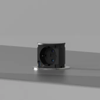 Socket Element Pop-Up, Lowerable, 1xSchuko, 1xUSB-C charger, cable L2000mm, stainless steel