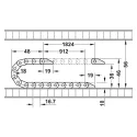 Cable guide - energy chain for drawers, 1002mm, black