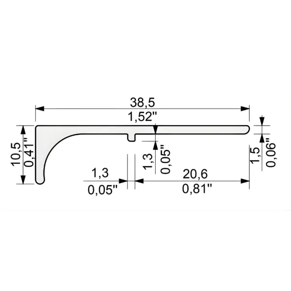 Aluminium handle, glue-mounted, from profile P-A10
