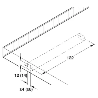 Paslėptas laikiklis lentynai ≥22mm ⌀14,2mm
