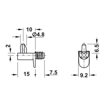 Shelf support 10mm, 15.6kg, nickel