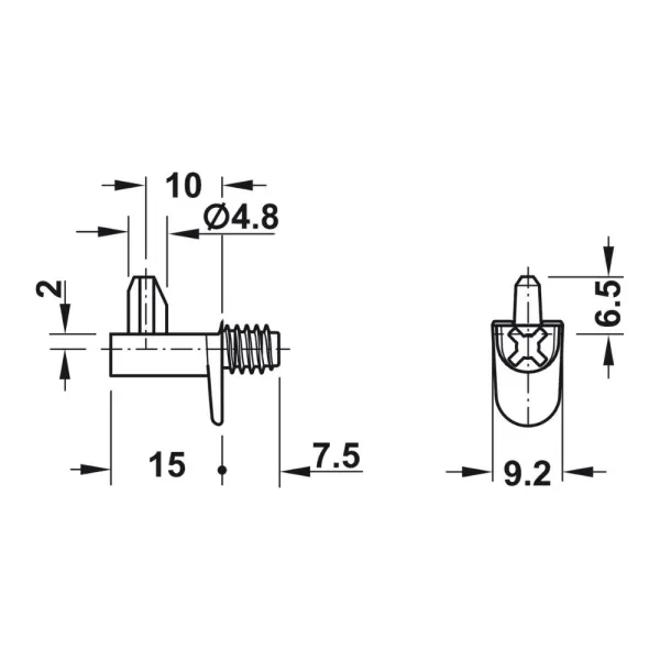 Shelf support 10mm, 15.6kg, nickel