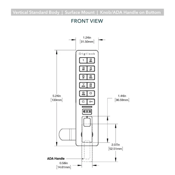 Spynelė elektroninė Versa Keypad, 14-22mm, juoda