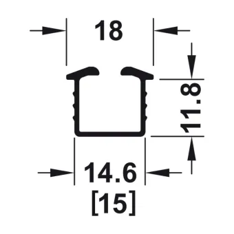 Bėgelis Slido F-Li18 50A L3500mm, aliuminis, anoduota juoda
