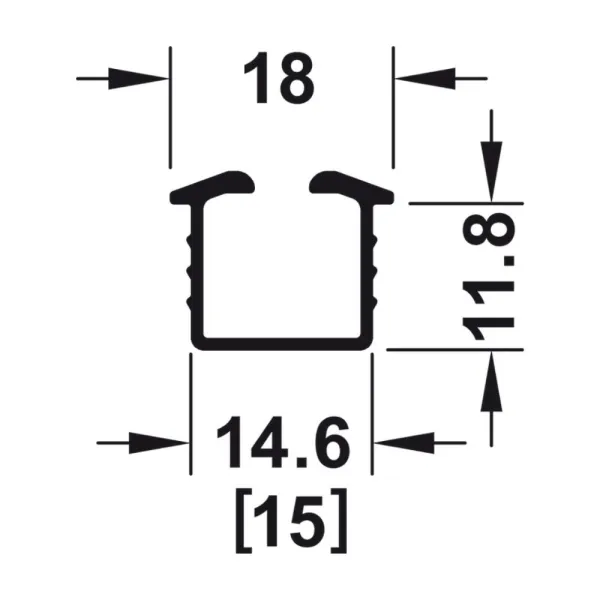 Bėgelis Slido F-Li18 50A L3500mm, aliuminis, anoduota juoda